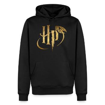 Harry Potter Logo Gold - Men’s Premium Organic Hoodie - black - Front - Nico (187cm)