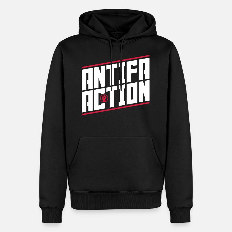Action antifa - Sweat à capuche Premium bio Homme - noir