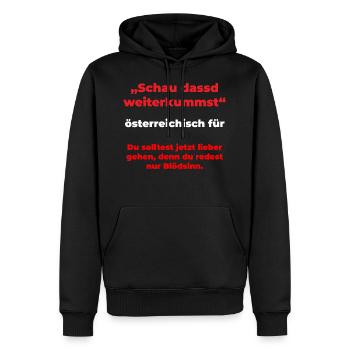 Österreichischer Spruch - Männer Premium Bio Hoodie - Schwarz - Vorne - Nico (187cm)
