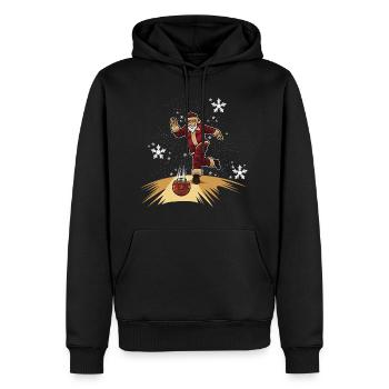 Santa Claus Plays Bowling - Christmas Bowling Team - Men’s Premium Organic Hoodie - black - Front - Nico (187cm)