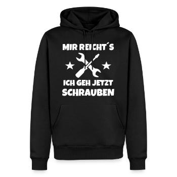 Mir reichts ich geh jetzt schrauben - Männer Premium Bio Hoodie - Schwarz - Vorne - Nico (187cm)