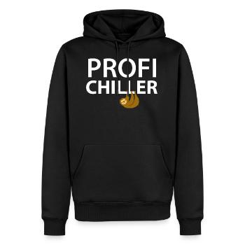 Faultier Profi Chiller - Männer Premium Bio Hoodie - Schwarz - Vorne - Nico (187cm)
