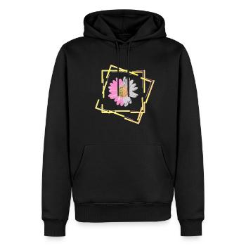 Marguerite, flower, flower - Men’s Premium Organic Hoodie - black - Front - Nico (187cm)