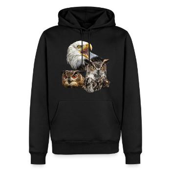 Amerikanischer Pigargo und Eulen - Männer Premium Bio Hoodie - Schwarz - Vorne - Nico (187cm)