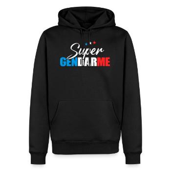 Super gendarme / Cadeau drôle gendarmerie - Sweat à capuche Premium bio Homme - noir - Devant - Nico (187cm)