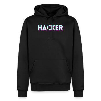 hacker. cadeau - Sweat à capuche Premium bio Homme - noir - Devant - Nico (187cm)