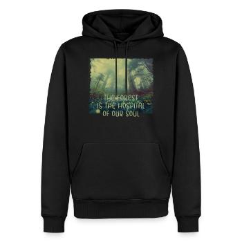 Forêt âme guérison nature arbre arbres vert poumons - Sweat à capuche Premium bio Homme - noir - Devant - Nico (187cm)