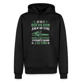 je suis bûcheron - Sweat à capuche Premium bio Homme - noir - Devant - Nico (187cm)
