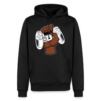 Contrôleur de jeu - Sweat à capuche Premium bio Homme - noir - Devant - Nico (187cm)