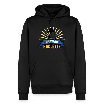Captain Raclette - Sweat à capuche Premium bio Homme - noir - Devant - Nico (187cm)