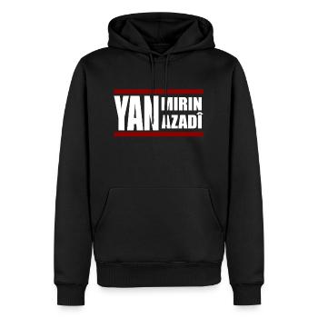 Yan Mirin Yan Azadi Kurdisch - Männer Premium Bio Hoodie - Schwarz - Vorne - Nico (187cm)