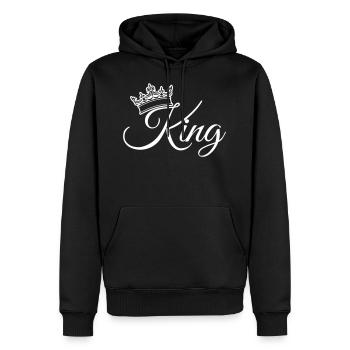King, cadeau homme original - couple king queen - Sweat à capuche Premium bio Homme - noir - Devant - Nico (187cm)