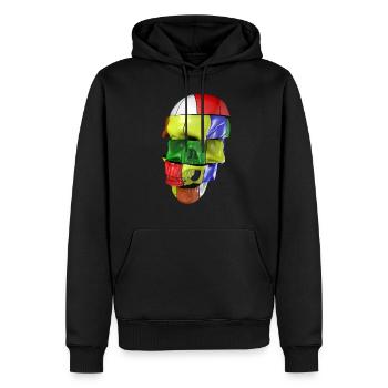 Der Würfelschädel - Männer Premium Bio Hoodie - Schwarz - Vorne - Nico (187cm)