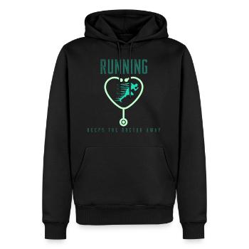 Running Running keeps the doctor away - Men’s Premium Organic Hoodie - black - Front - Nico (187cm)
