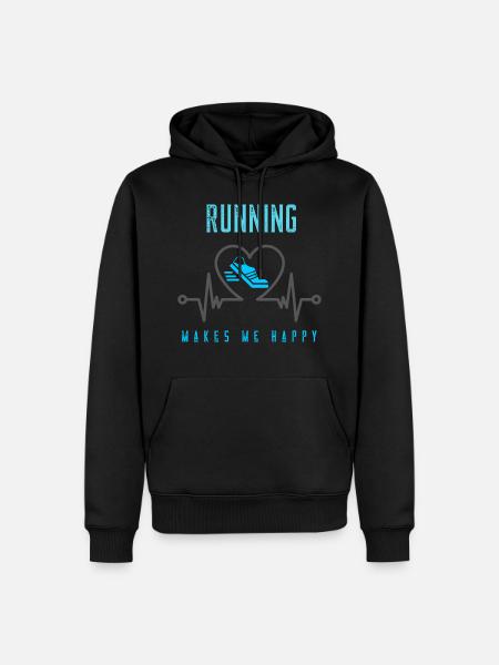 Laufen macht glücklich Runner Läufer Herzfrequenz - Männer Premium Bio Hoodie - Schwarz