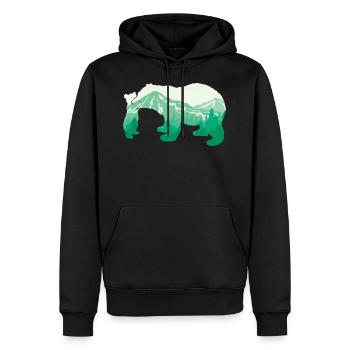 Ours - Le grand cadeau d’amoureux d’animal d’ours de montagne - Sweat à capuche Premium bio Homme - noir - Devant - Nico (187cm)