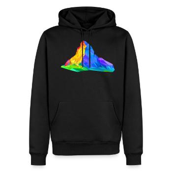 Cervin, montagne, triangles colorés, Triangles, Alpes - Sweat à capuche Premium bio Homme - noir - Devant - Nico (187cm)