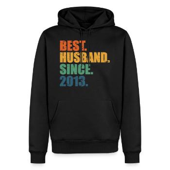 Meilleur mari depuis 2013, cadeau anniversaire de 10 ans - Sweat à capuche Premium bio Homme - noir - Devant - Nico (187cm)