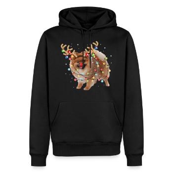 Weihnachten Pommerscher Liebhaber Weihnachten Hundegeschenk - Männer Premium Bio Hoodie - Schwarz - Vorne - Nico (187cm)