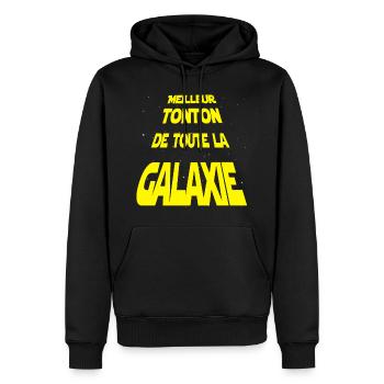 Meilleur Tonton de la galaxie - Sweat à capuche Premium bio Homme - noir - Devant - Nico (187cm)