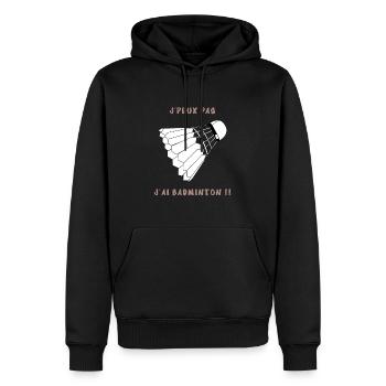 J’peux pas j’ai badminton - Sweat à capuche Premium bio Homme - noir - Devant - Nico (187cm)