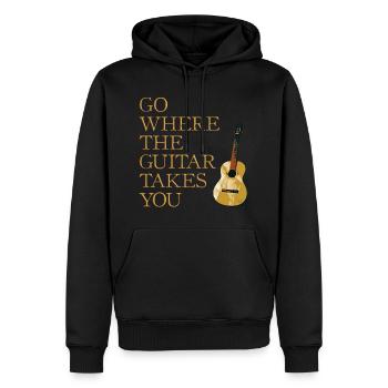Gitarren Weg - Männer Premium Bio Hoodie - Schwarz - Vorne - Nico (187cm)