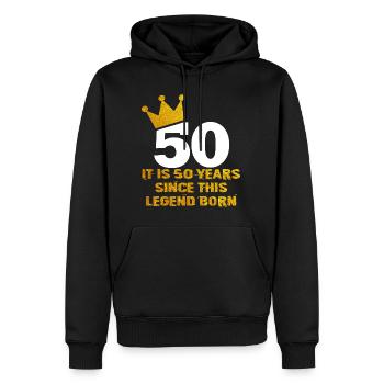 50. Geburtstagsgeschenklegende 50 Jahre alter Geburtstag - Männer Premium Bio Hoodie - Schwarz - Vorne - Nico (187cm)