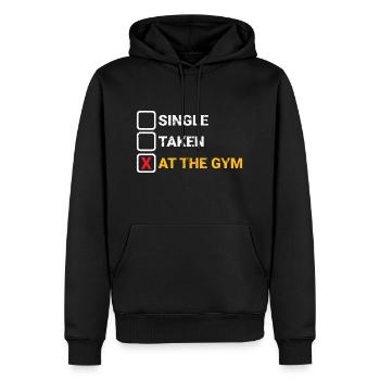 Salle de sport prise individuellement - Sweat à capuche Premium bio Homme - noir - Devant - Nico (187cm)