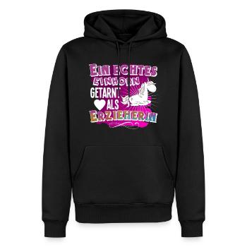 éducateur - Sweat à capuche Premium bio Homme - noir - Devant - Nico (187cm)