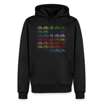 Viele bunte Fahrräder - Männer Premium Bio Hoodie - Schwarz - Vorne - Nico (187cm)