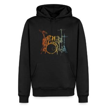 Batterie - Sweat à capuche Premium bio Homme - noir - Devant - Nico (187cm)