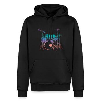 Batterie - Sweat à capuche Premium bio Homme - noir - Devant - Nico (187cm)