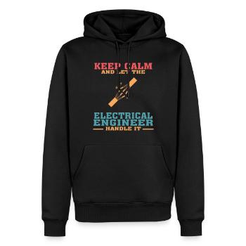 Lustiges Elektroingenieur-T-Shirt, bleib ruhig - Männer Premium Bio Hoodie - Schwarz - Vorne - Nico (187cm)