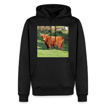 Hochlandrind Kuh Kühe Rinder Landwirtschaft Poster - Männer Premium Bio Hoodie - Schwarz - Vorne - Nico (187cm)