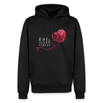 Knit Sleep Repeat rotes Herz Wolle zum Stricken - Männer Premium Bio Hoodie - Schwarz - Vorne - Nico (187cm)