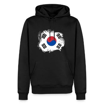 Drapeau de la Corée du Sud - Sweat à capuche Premium bio Homme - noir - Devant - Nico (187cm)