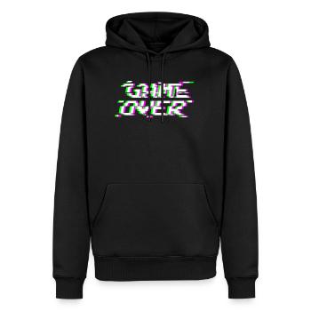 Game Over Glitch - Sweat à capuche Premium bio Homme - noir - Devant - Nico (187cm)