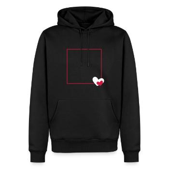 Ligne d'ornement de cadre coeur personnalisable - Sweat à capuche Premium bio Homme - noir - Devant - Nico (187cm)
