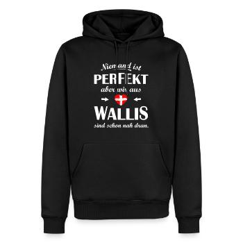 Kanton Wallis Schweiz - Männer Premium Bio Hoodie - Schwarz - Vorne - Nico (187cm)