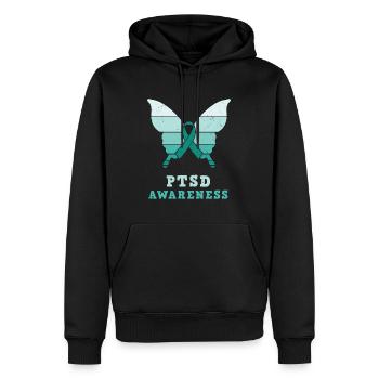 Schmetterling Ptsd Awareness Teal Ribbon - Männer Premium Bio Hoodie - Schwarz - Vorne - Nico (187cm)