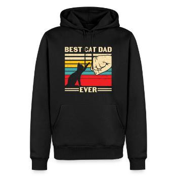 Meilleur chat Papa Jamais Drôle Chat Fête des Pères - Sweat à capuche Premium bio Homme - noir - Devant - Nico (187cm)