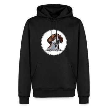 Drever Dog für Peeking Dog Lovers - Männer Premium Bio Hoodie - Schwarz - Vorne - Nico (187cm)