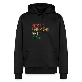 Beste Ehefrau Seit 1945 - Jahrestag Geschenk - Männer Premium Bio Hoodie - Schwarz - Vorne - Nico (187cm)
