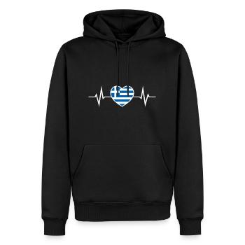 Griechenland Herzschlag EKG Griechische Flagge - Männer Premium Bio Hoodie - Schwarz - Vorne - Nico (187cm)