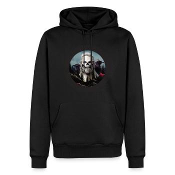 Des guerriers squelettes vikings avec les corbeaux d’Odin - Sweat à capuche Premium bio Homme - noir - Devant - Nico (187cm)
