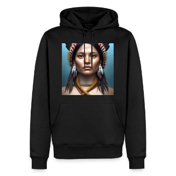 native indigenous woman - Men’s Premium Organic Hoodie - black - Front - Nico (187cm)