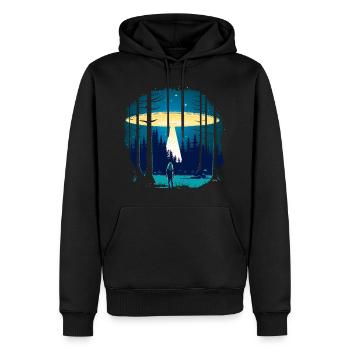 Fliegende Untertasse - Männer Premium Bio Hoodie - Schwarz - Vorne - Nico (187cm)
