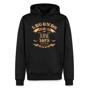 Legends are born in june 1973 - Men’s Premium Organic Hoodie - black - Front - Nico (187cm)