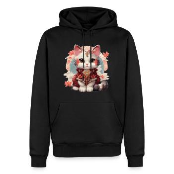 Chats - Sweat à capuche Premium bio Homme - noir - Devant - Nico (187cm)