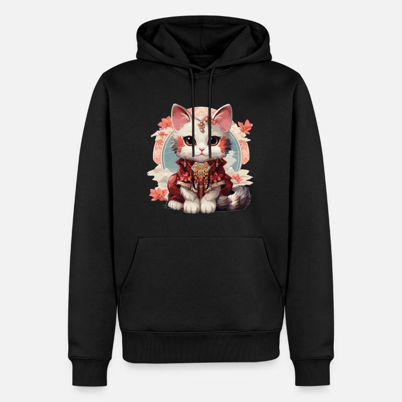 Katze Katzen - Männer Premium Bio Hoodie - Schwarz